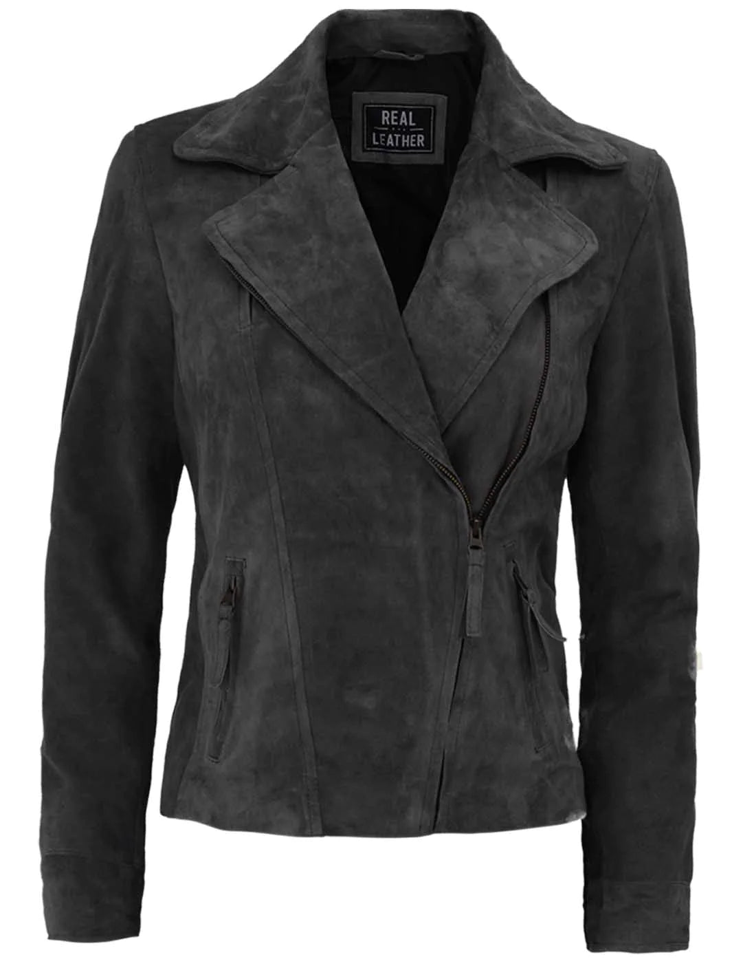 Furioc Asymmetrical Women Suede Leather Jacket